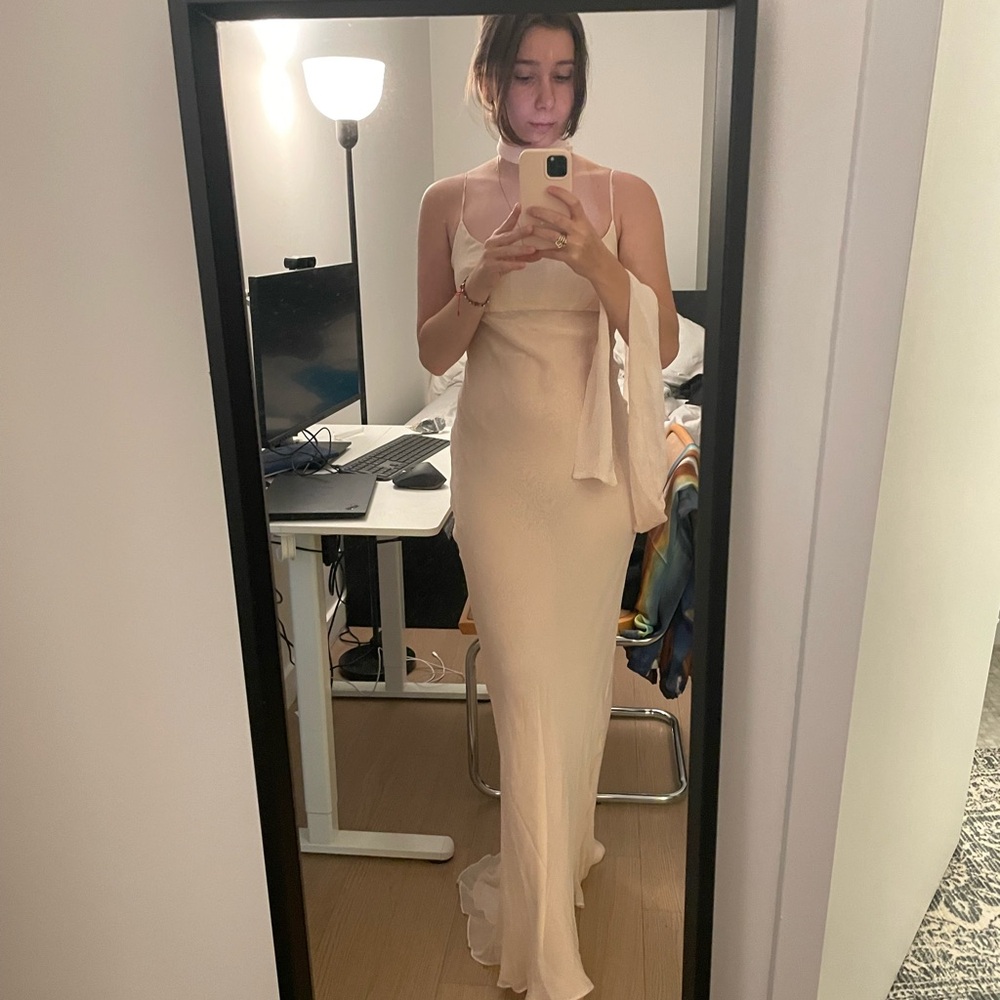 Pink Dana foley dress with neck tie